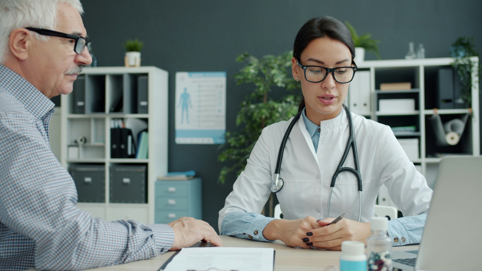 Doctor consulting a patient in a modern clinic
