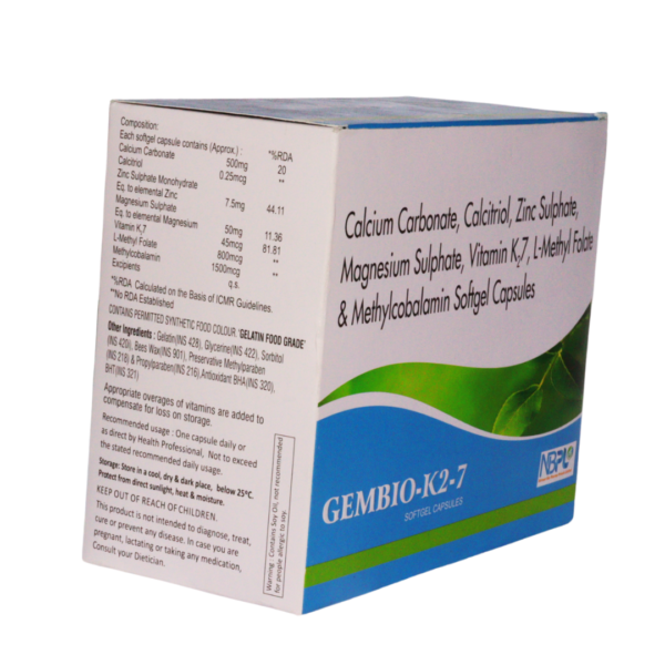 GEMBIO-K2-7 <br><p><small>Calcitriol,Calcium,Vitamin K27,Mecobalamin,Zinc</small></p> - Image 2