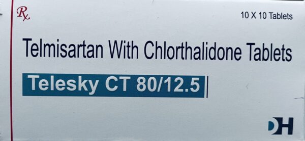 Telesky CT 80/12.5 Tablet.Telmisartan (80mg) + Chlorthalidone (12.5mg) Tablet