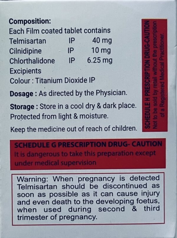 TELIMAX-TRIO  Telmisartan Cilnidipine and Chlorthalidone Tablets - Image 2