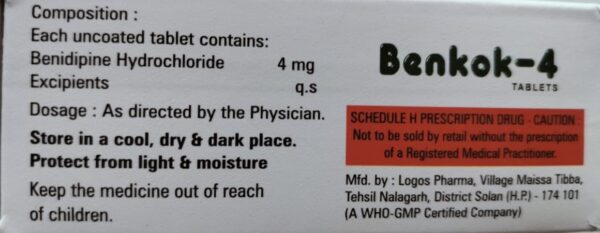 Benkok-4 Tablet <br><p><small>Benidipine (4mg)</small></p> - Image 2