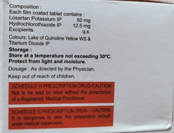 Losacraft H 50mg/12.5mg Tablet <br><p><small>Losartan (50mg) + Hydrochlorothiazide (12.5mg)</small></p> - Image 2