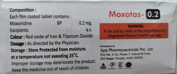 Moxotas 0.2 Tablet  <br><p><small>Moxonidine (0.2mg)</small></p> - Image 2