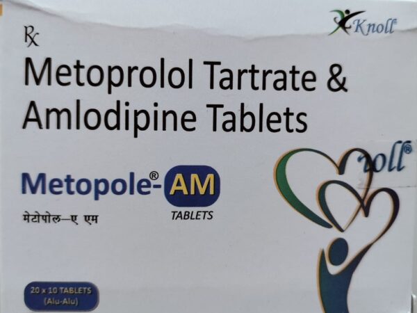 Metopole-AM 5mg/50mg Tablet <br><p><small>Amlodipine (5mg) + Atenolol (50mg)</small></p>