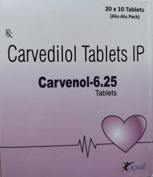 Carvenol 6.25mg Tablet <br><p><small>Carvedilol (6.25mg)</small></p>