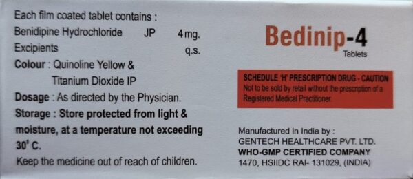 Bedinip 4mg Tablet <br> <p><small>Benidipine (4mg)</small></p> - Image 2