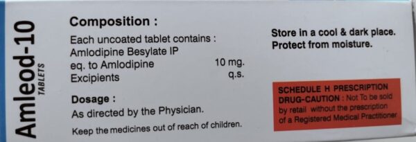 Amleod 10mg Tablet <br> <p><small>Amlodipine (10mg)</small></p> - Image 2