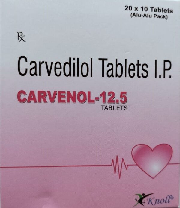 Carvenol 12.5mg Tablet <br> <p><small>Carvedilol (12.5mg)</small></p>