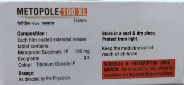 Metopole 100 XL Tablet <br> <p><small>Metoprolol Succinate (100mg)</small></p> - Image 2