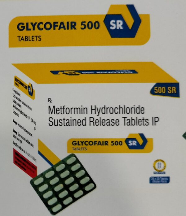 GLYCOFAIR SR 500<br><p><small>METFORMIN HYDROCHLORIDE SUSTEAIN REALEASE 500 MG</p></small>