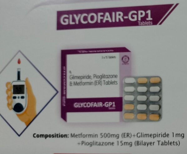 GLYCOFAIR GP1 <br><p><small>GLIMEPRIDE, PIOGLITAZONE AND METFORMIN </p></small>