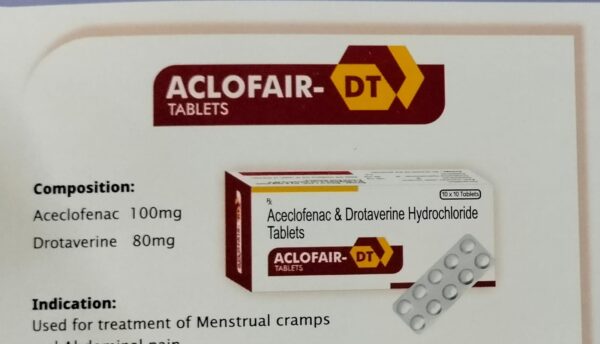 ACLOFAIR DT<br><p><small>ACECLOFENAC AND DROTAVERINE TABLETS</p></small>