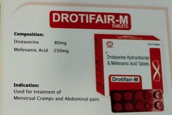 DROTIFAIR M<br><p><small>DROTAVERINE AND MEFENAMIC ACID TABLETS</p></small>