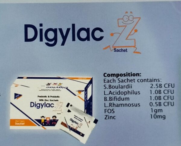 DIGYLAC Z SACHETS<br><p><small>PRE & PROBIOTIC WITH ZINC</p></small>