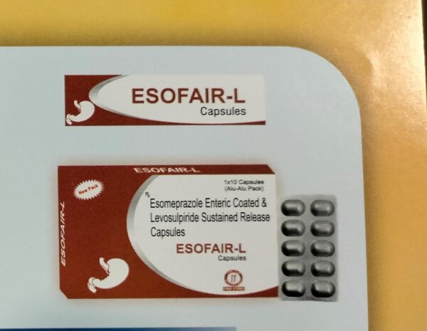 ESOFAIR L<br><p><small>ESOMEPRAZOLE AND LEVOSULPRIDE CAPSULES</p></small>