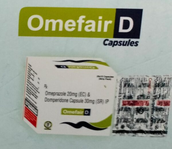 OMEFAIR D<br><p><small>OMEPRAZOLE AND DOMPERIDONE CAPSULES</p></small>