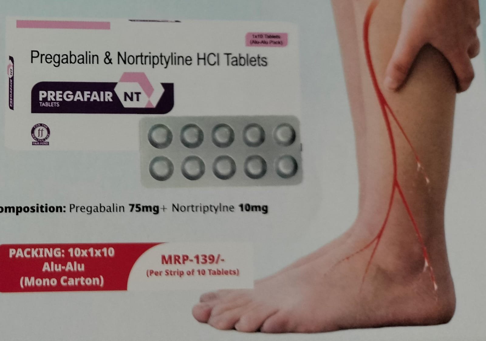 PREGAFAIR NT<br><p><small>PREGABALINE AND NORTYPTILINE HCL TABLETS</p></small> Not For Sale