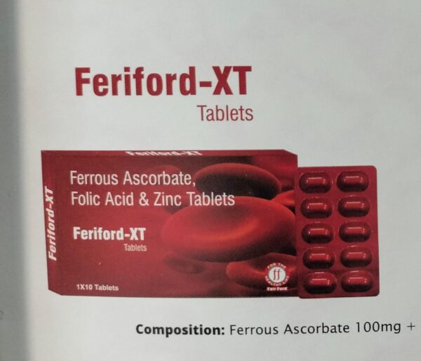 FERIFORD XT<br><p><small>FERROUS ASCORBATE, FOLIC ACID & ZINC TABLETS</p></small>