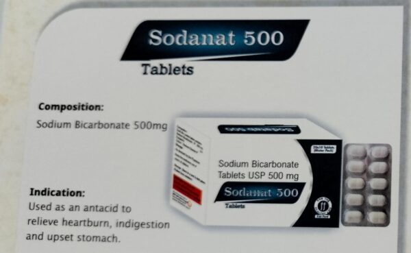 SODANAT 500<br><p><small>SODIUM BICARBONATE TABLETS</p></small>