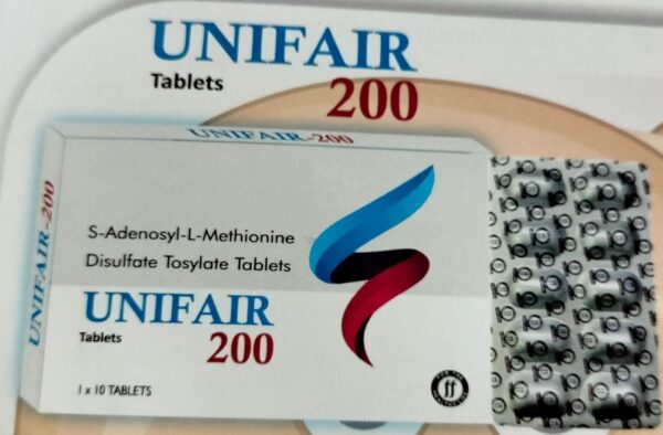 UNIFAIR 200<br><p><small>S-ADENOSYL L METHIONINE DISULFATE TOSYLATE TABLETS</p></small>