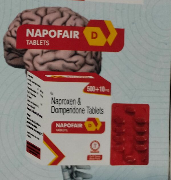 NAPOFAIR D 500 MG TAB 1*10<br><p><small>NAPROXEN, DOMPERIDONE</p></small>