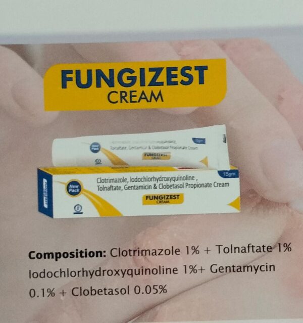 FUNGIZEST OINTMENT<br><p><small>CLOTRIMAZOLE 1% TOLNAFTATE 1% IODOCHLORHYDROXYQUINOLINE, GENTAMYCIN, CLOBETASOLE OINTMENT</p></small>