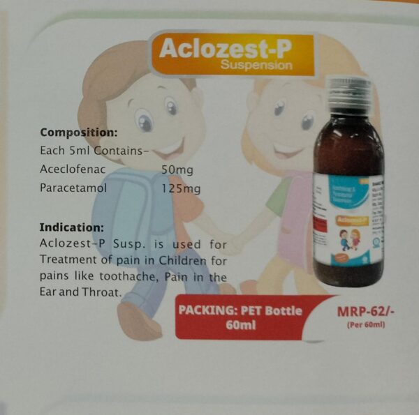 ACLOZEST P SUSPENSION<br><p><small>ACECLOFENAC AND PARACETAMOL SUSPENSION</p></small>