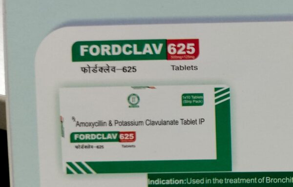 FORD-CLAV 625<br><p><small>AMOXYCILLINE AND POTASSIUM CLAVULANATE TABLETS</p></small>