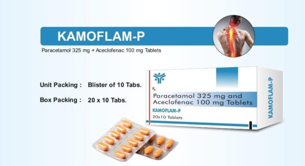 KAMOFLAM P BLISTER 20X10 20*1X10<br><p><small>ACECLOFENAC AND PARACETAMOL</p></small>