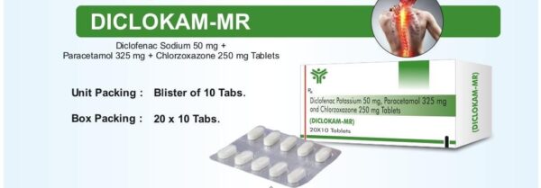 DICLOKAM MR 20*1*10<br><p><small>DICLOFENAC PARACETAMOL AND CHLOROZOXAZONE</p></small>