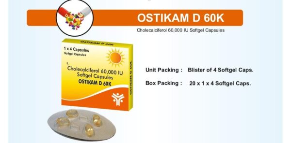 OSTIKAM D 60K BLISTER 20*1*4<br><p><small>CHOLECALCIFEROLE 60000 IU </p></small>