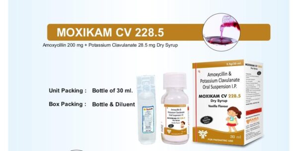 MOXIKAM CV 228.5 DRY SYP 30ML<br><p><small>AMOXYCILLIN  + CLAVULANATE POTASSIUM </p></small>