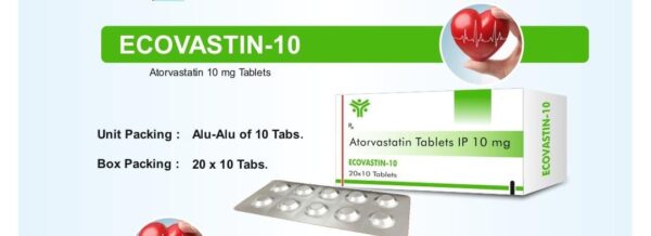 ECOVASTIN 10 ALU ALU 20*10<br><p><small>ATORVASTATIN TABLETS</p></small>