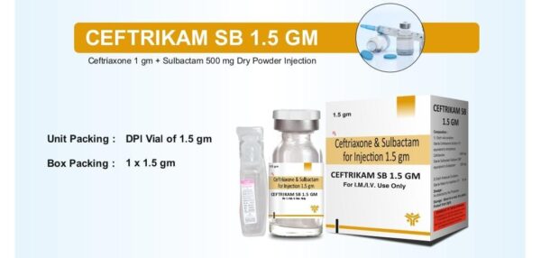 CEFTRIKAM SB 1.5GM 1 VIAL<br><p><small>CEFTRIXONE AND SULBACTUM INJECTION</p></small>