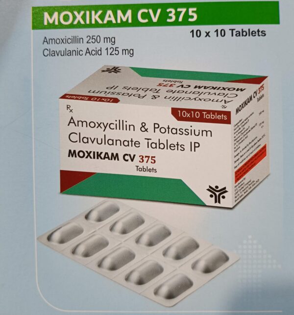 MOXIKAM CV 375 1*10<br><p><small>AMOXYCILLIN 250 MG + CLAVULANATE POTASSIUM 125MG</p></small>
