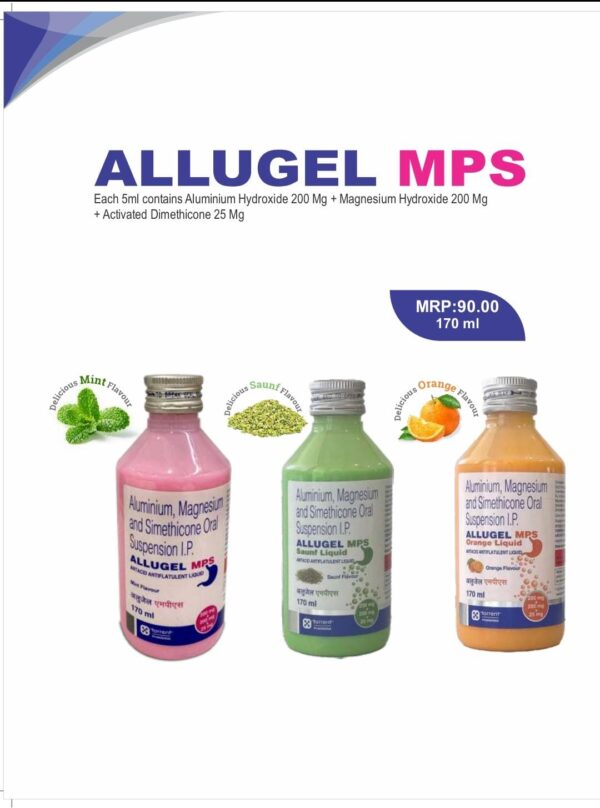 ALLUGEL MPS<br><p><small>ALUMINIUM HYDROXIDE 200 mg + MAGNESIUM HYDROXIDE 200 mg + ACTIVATED DIMETHICONE 25 MG</p></small>