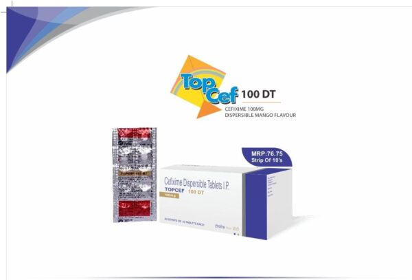 TOPCEF 100 DT<br><p><small>CEFIXIME 100MG DISPERSIBLE MANGO FLAVOUR</p></small>
