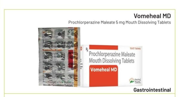 vomeheal MD<br><p><small>Prochlorperazine Maleate 5 mg Mouth Dissolvinq  Tablets</p></small>