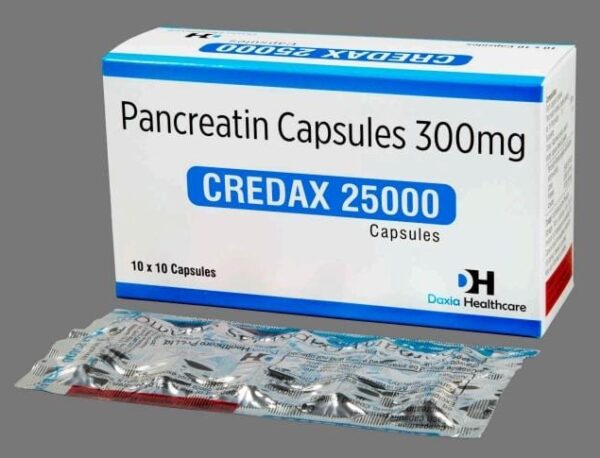 CREDAX 25000 TAB<br><p><small>Pancreatin 300 mg Tab</p></small>