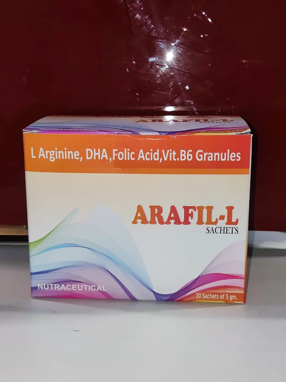 arafil-l sachets<br><p><small>L Arginine,DHA,Folic Acid,Vitamin B6 Granules</p></small>