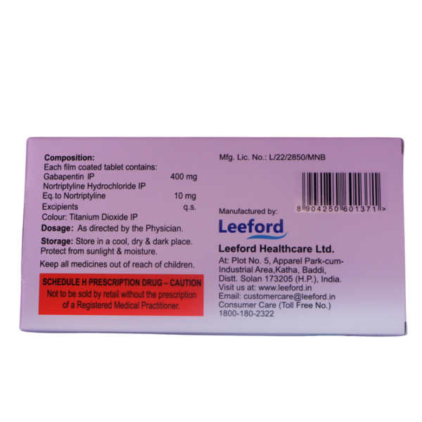 Gabanyl NT 400 (Gabapentin (400mg) + Nortriptyline (10mg) - Image 4
