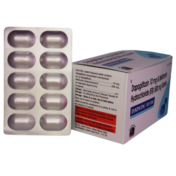 Dapatic M 500 (Dapagliflozin (10mg) + Metformin(500mg) - Image 2