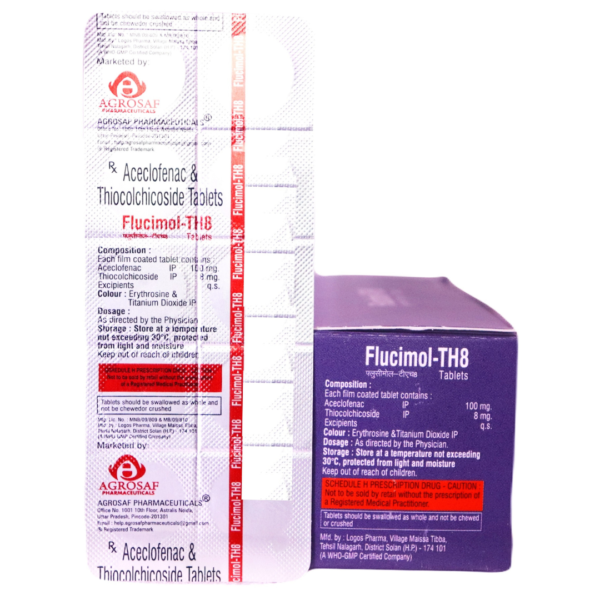 Flucimol TH8 (Aceclofenac (100mg) + Thiocolchicoside (8mg)) - Image 2