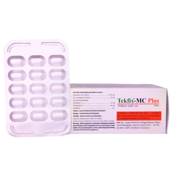 Tekfix MC Plus (Metoprolol Succinate (ER) Clinidipine & Telmisartan (25mg/10mg/40mg)) - Image 2