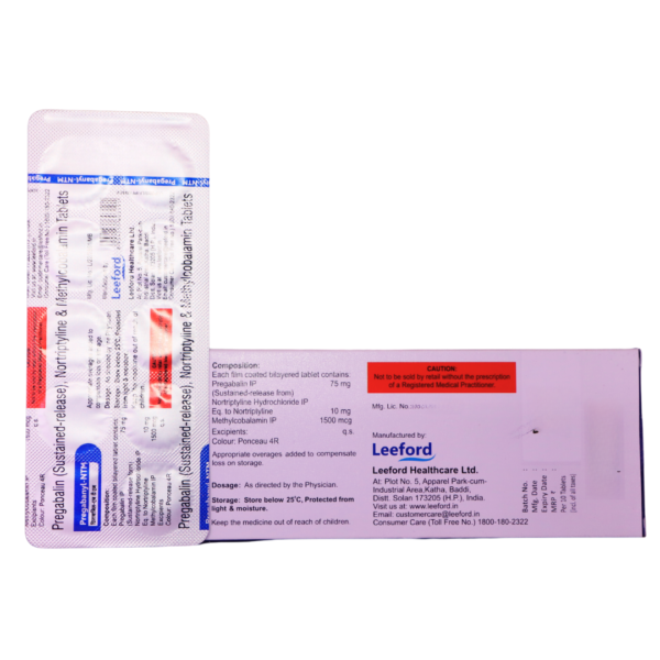 Pregabanyl NTMc (Pregabalin (75mg) + Nortriptyline (10mg) + Methylcobalamin (1500mcg)) - Image 2