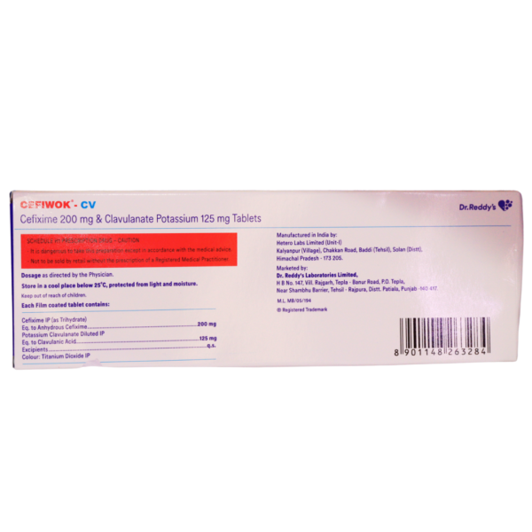 Cefiwok CV (Cefixime 200mg & Clavulanate Potassium 125mg) - Image 2