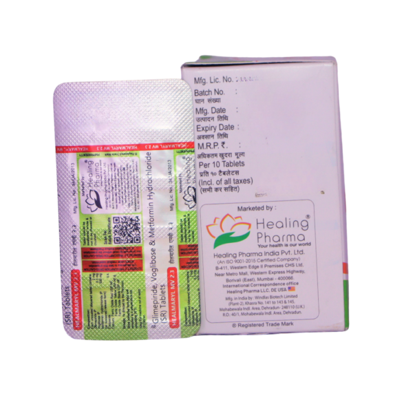 Healmaryl MV 2.3 (Glimepiride (2mg) + Metformin (500mg) + Voglibose (0.3mg)) - Image 3