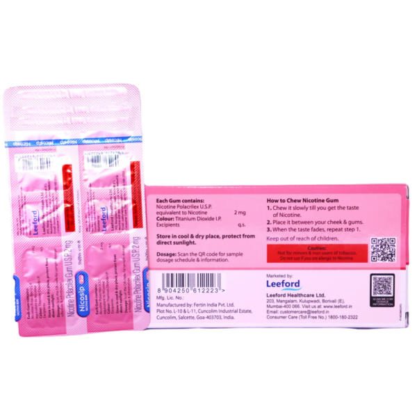 Nicosip Nicotine Gum Mint Flavour (Nicotine Polacrilex Gum 2 mg) - Image 2