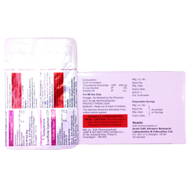 Testenate Depot 250 (Benzyl Alcohol (2 %) + Testosterone (250 Mg)) - Image 2
