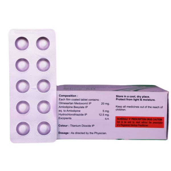 Olmo AH (Olmesartan Medoxomil (20mg) + Amlodipine (5mg) + Hydrochlorothiazide (12.5mg)) - Image 2